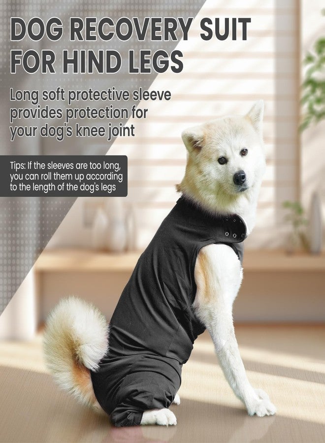 IDOMIK Dog Recovery Suit,Thigh Wound Protective Sleeve for Dogs,Anti Licking Dog Rear Leg Sleeve,Male Female Dog Surgical Clothes,Dog Surgical Suit with Pants Cover,Cone Collar Alternative,Black,XL - Image 4
